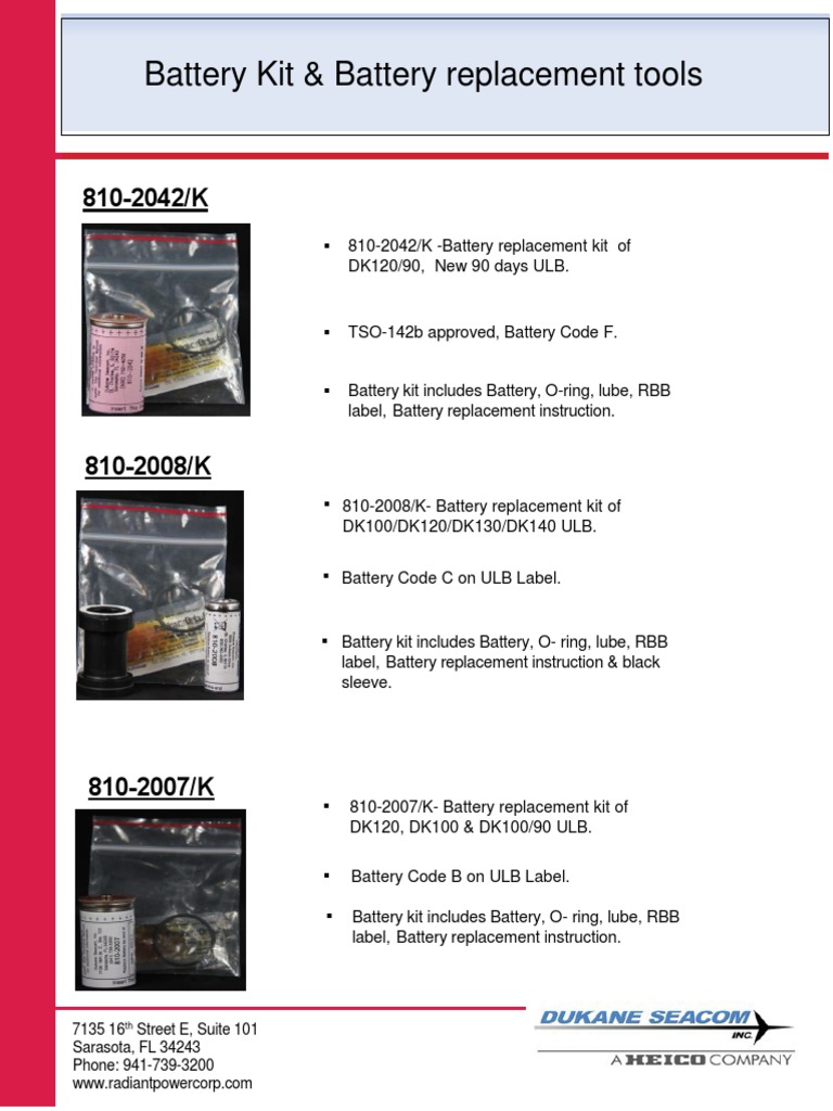 Battery Replacement Kits Overview | PDF