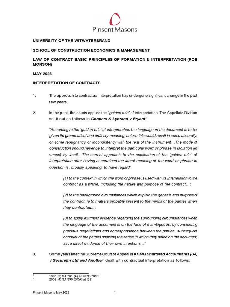 Contractual Interpretation Trends | PDF | Parol Evidence Rule | Justice
