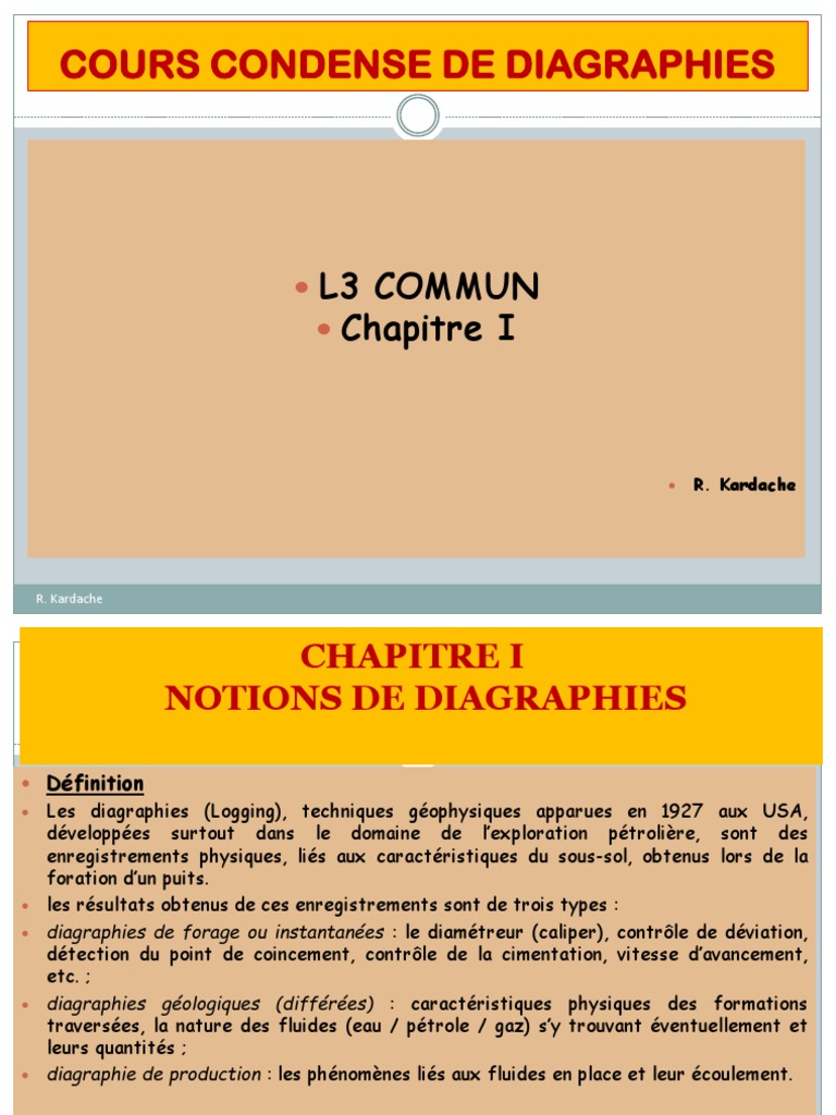 Notions de Diagraphies en Géophysique | PDF