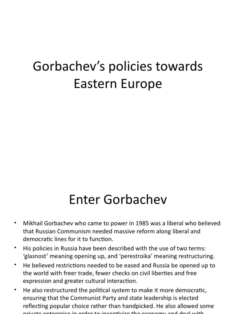 Gorbachev's Eastern Europe Policies | PDF | Mikhail Gorbachev | Soviet ...