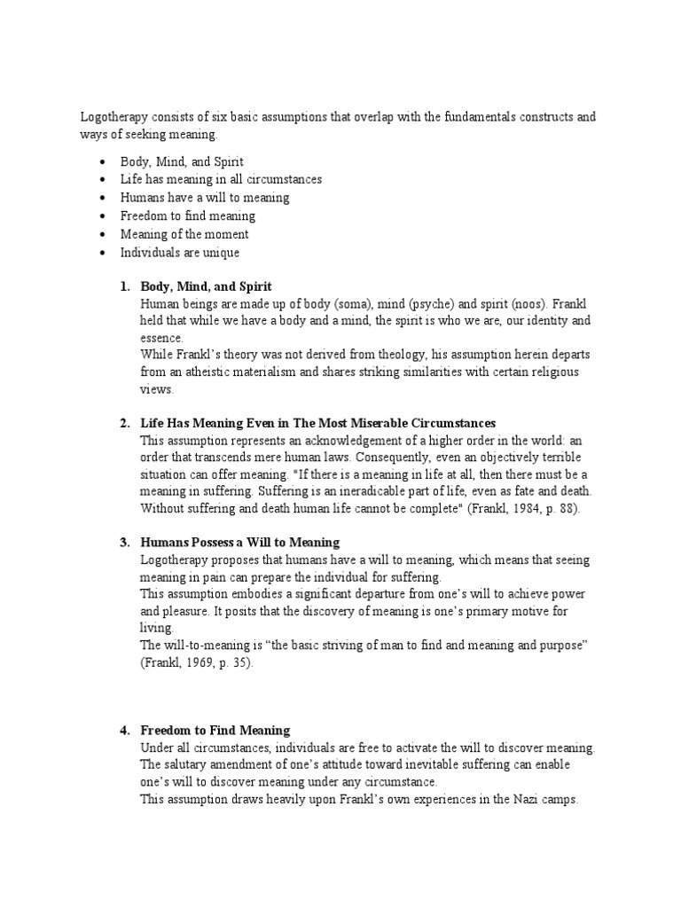 Principles of Logotherapy Explained | PDF