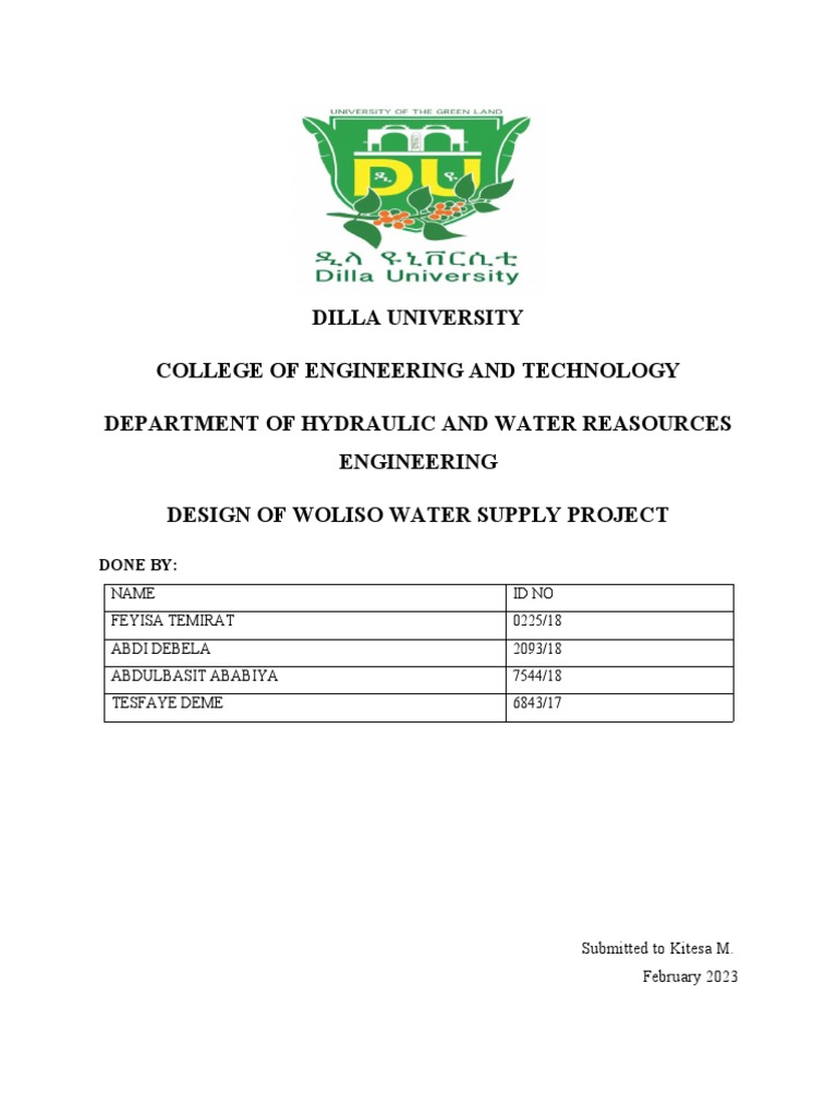 Woliso Water Supply Project Design | PDF | Water Supply Network | Rain