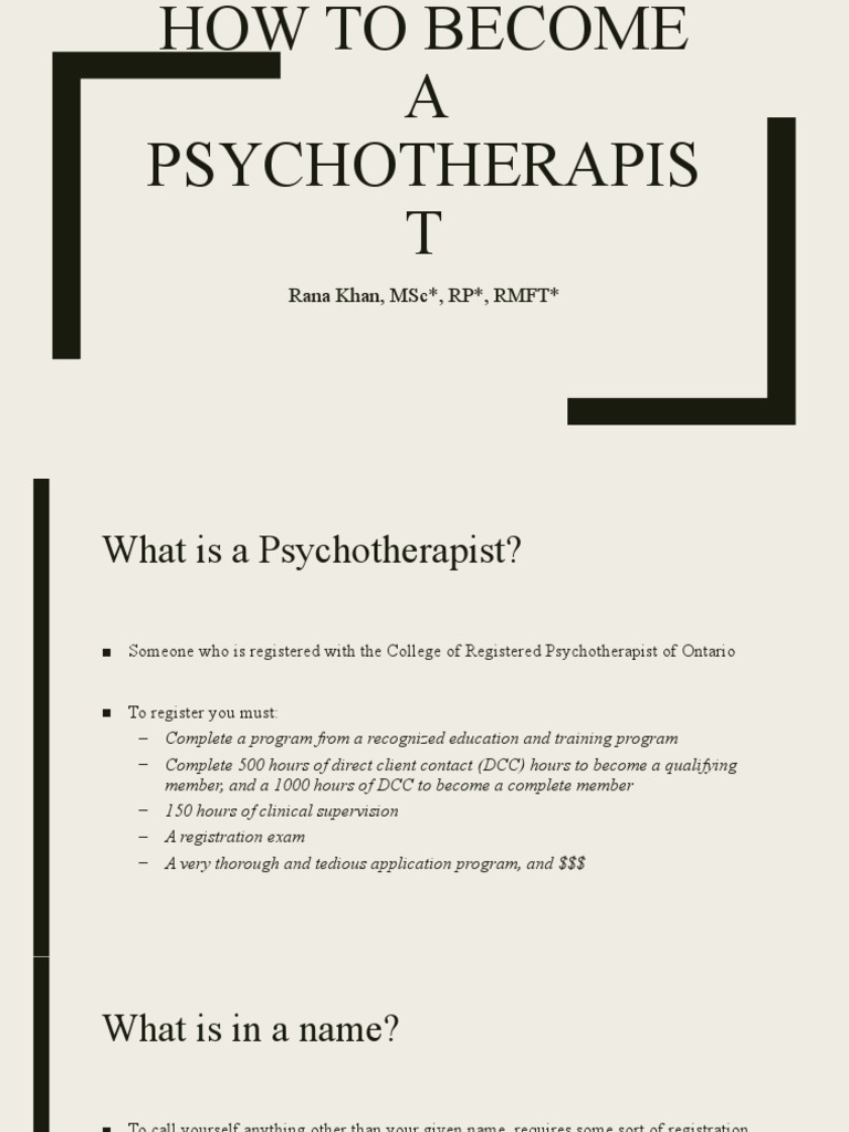 How To A Psychotherapist PDF