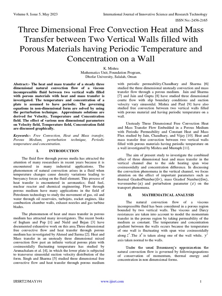 3D Free Convection in Porous Media | PDF | Fluid Dynamics | Classical ...
