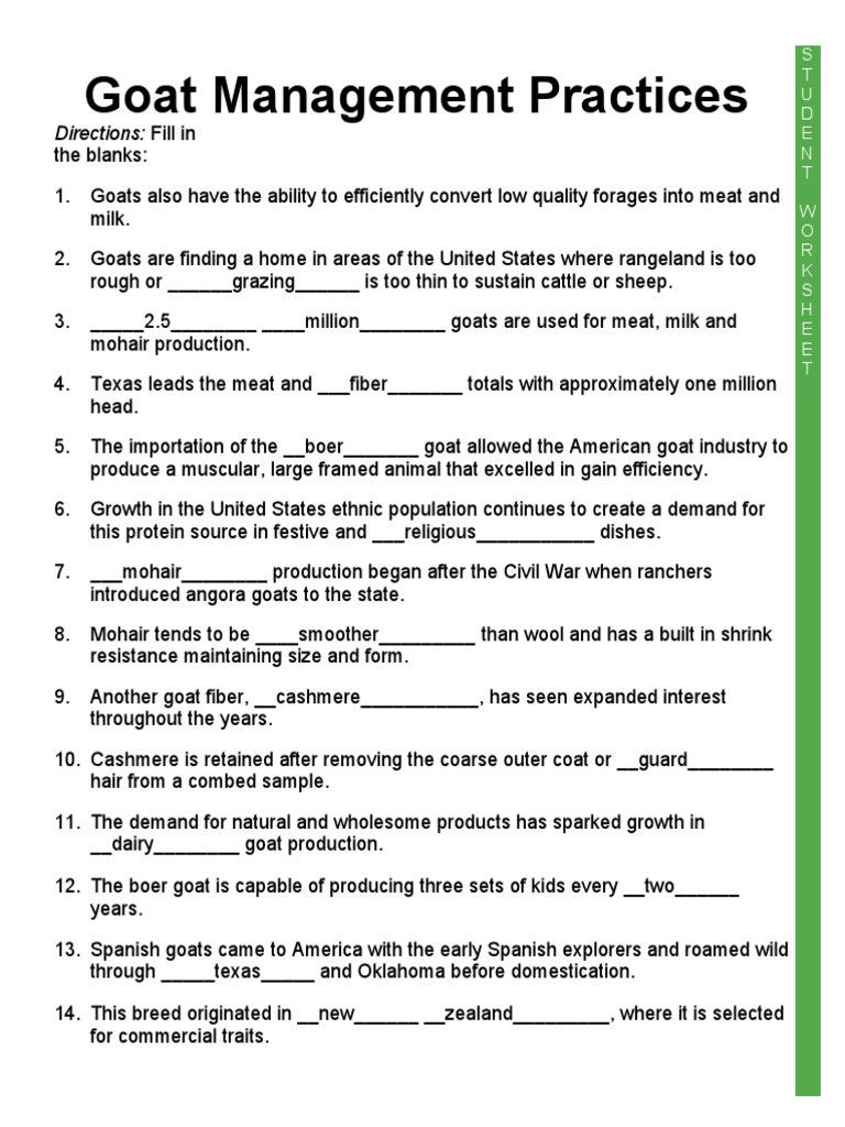Goat Worksheet 1 PDF PDF