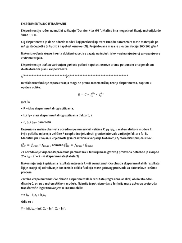 Eksperimentalno Istrazivanje PDF | PDF
