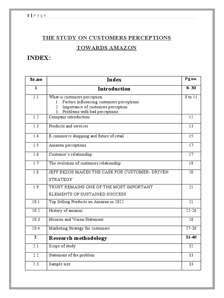The Study On Customer Perception Towards Amazon | PDF