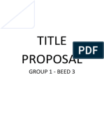 Title Proposal: Group 1 - Beed 3