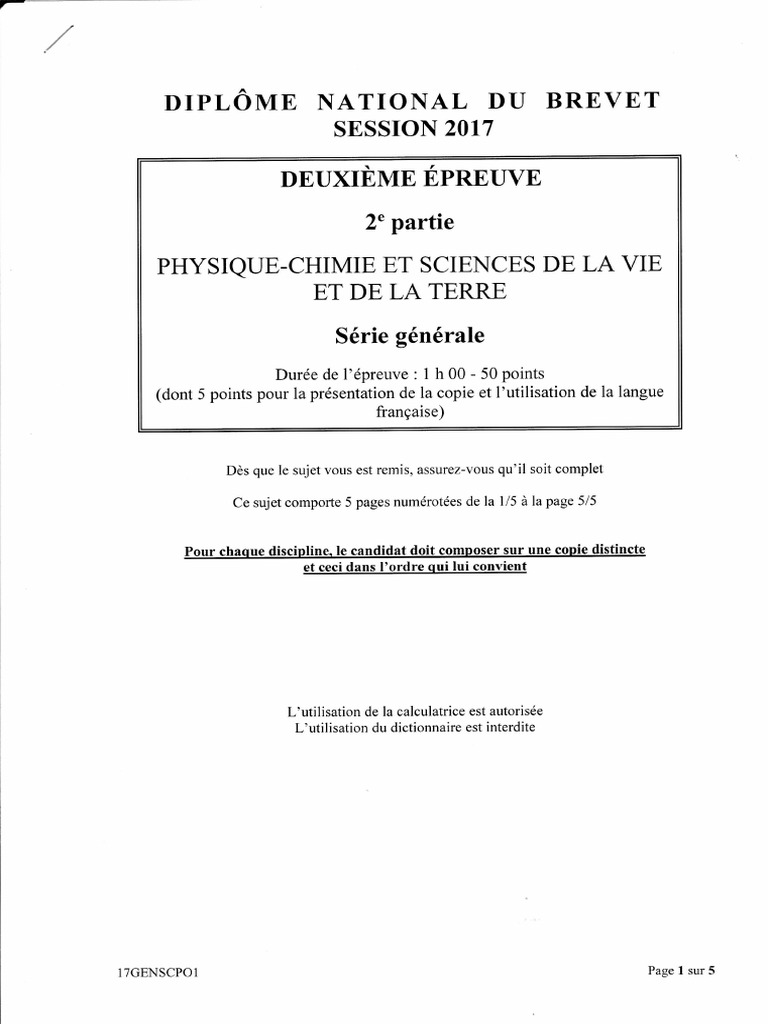 SUJET BREVET PHYSIQUE CHIMIE 2017 PDF intelligence overview