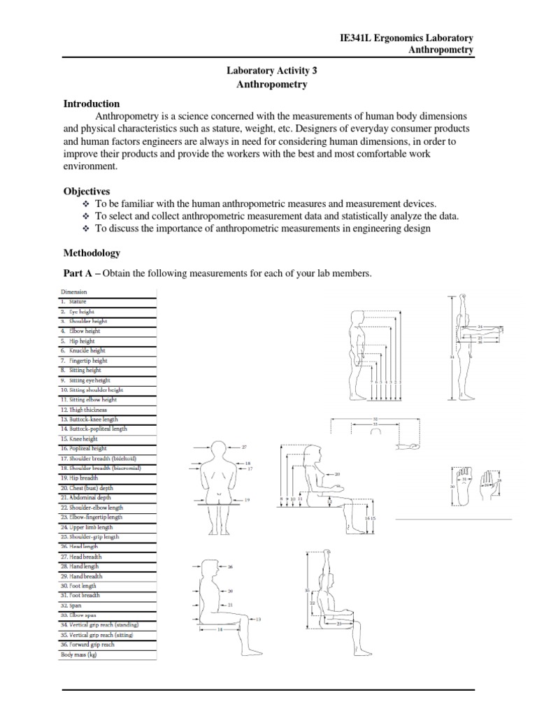 Anthropometric Measurements in Design | PDF