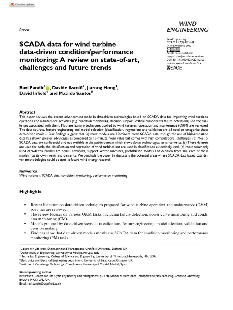 SCADA Data in Wind Turbine Monitoring | PDF | Wind Power | Machine Learning