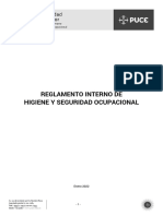 SSO Reglamento Interno Seguridad Salud Ocupacional PUCE - 2022 02 PDF