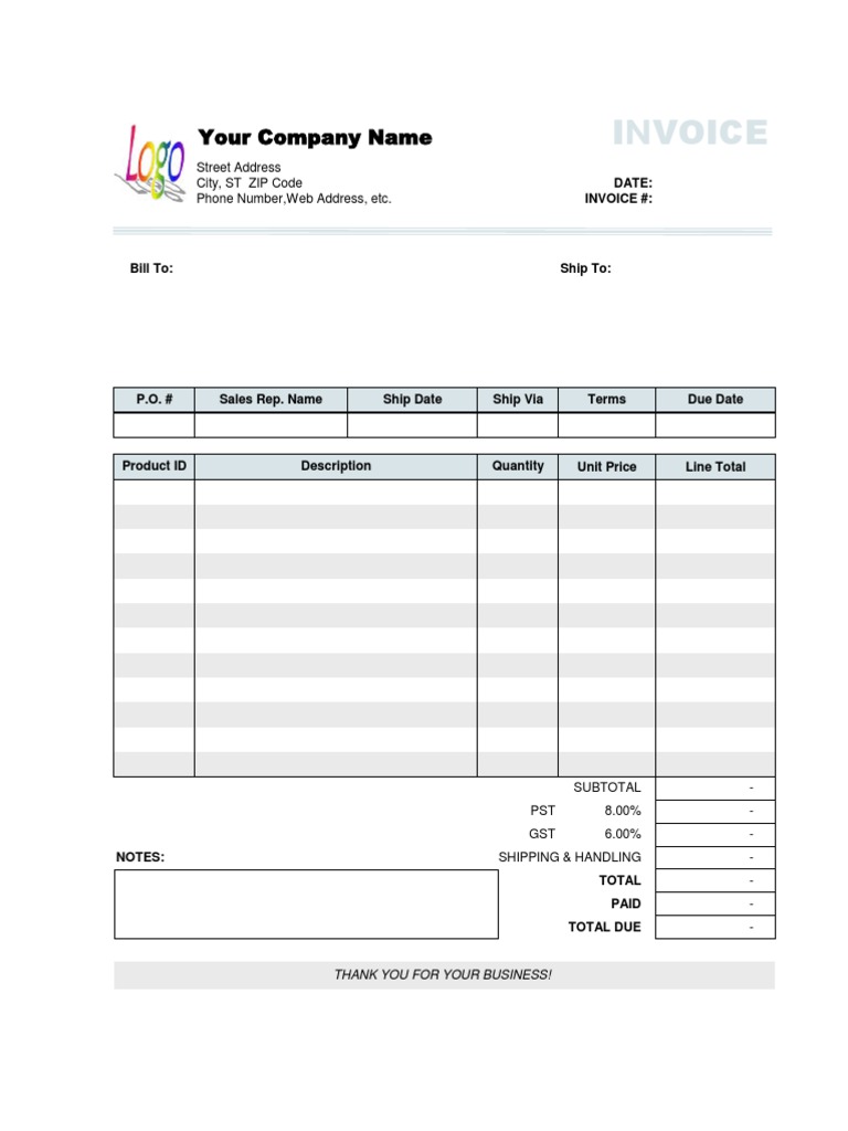 Comprehensive Invoice and Report Template | PDF