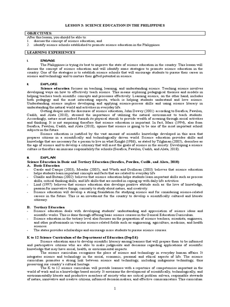Enhancing Science Education in the Philippines | PDF