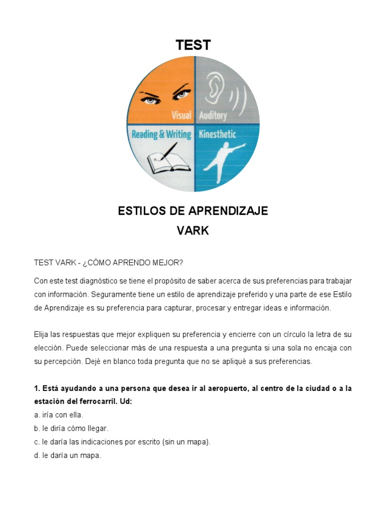 Test VARK: Estilos de Aprendizaje | PDF