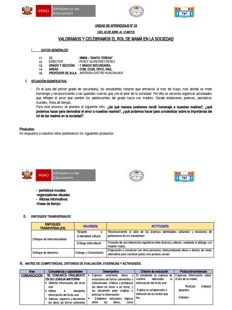 Unidad de Aprendizaje 03 Secundaria | PDF