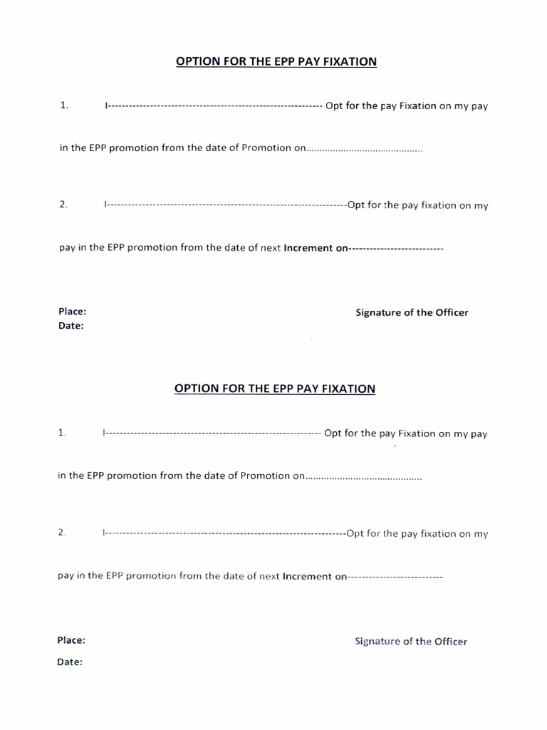 Pay Fixation Form PDF