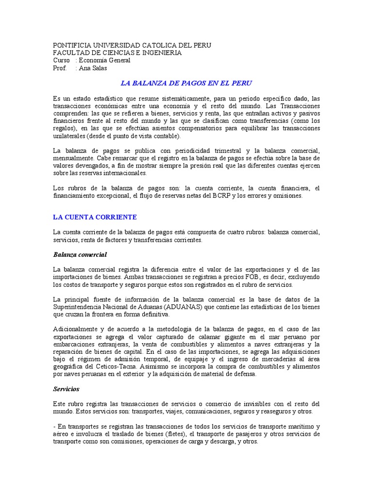 Balanza de Pagos | PDF | Balance de pagos | Balanza comercial