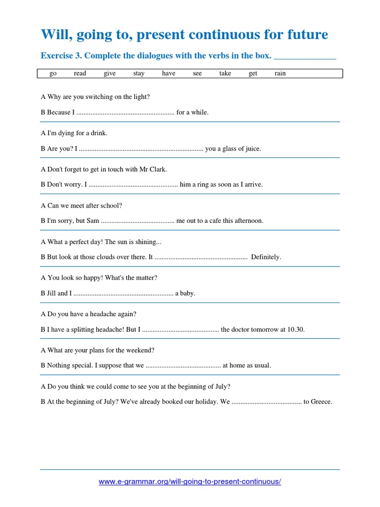 Future Tense Grammar Exercises | PDF