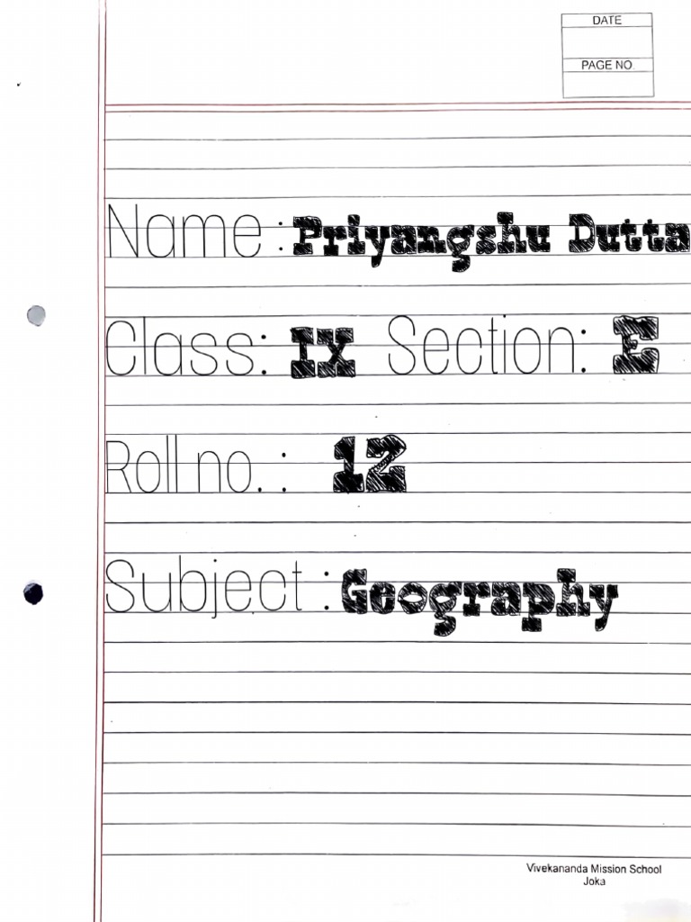 Geography project class 910 PDF