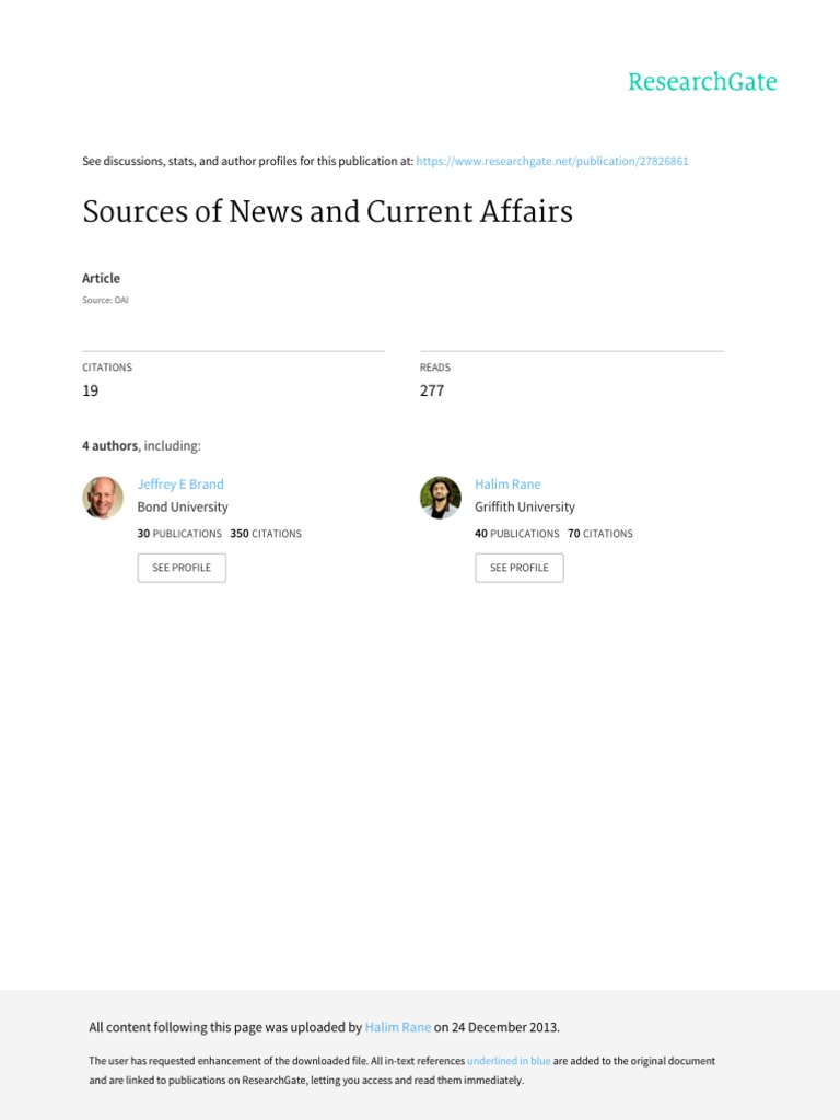 Sources of News and Current Affairs PDF | PDF