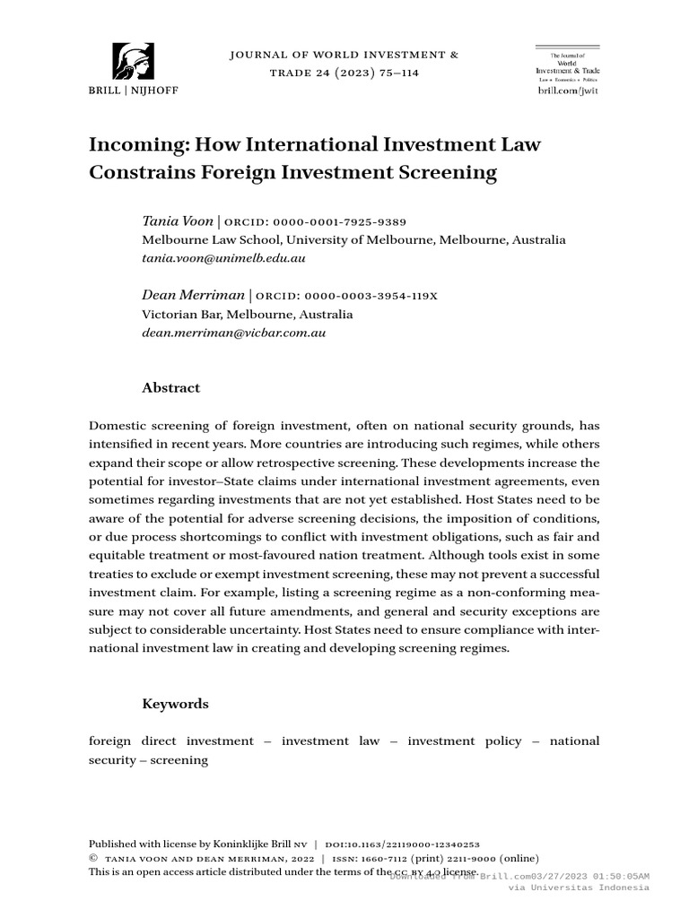 How International Investment Law Constranits Foreign