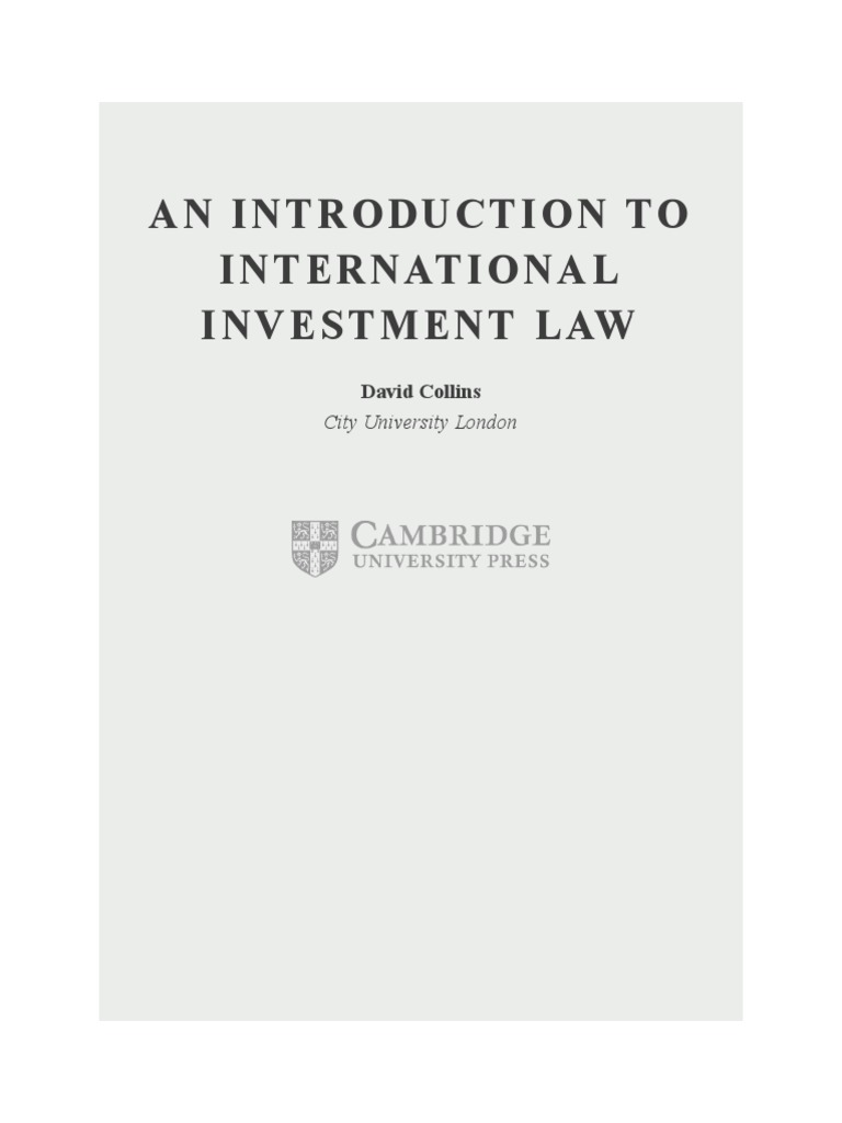 An Introduction To International Investment LawCambridge University