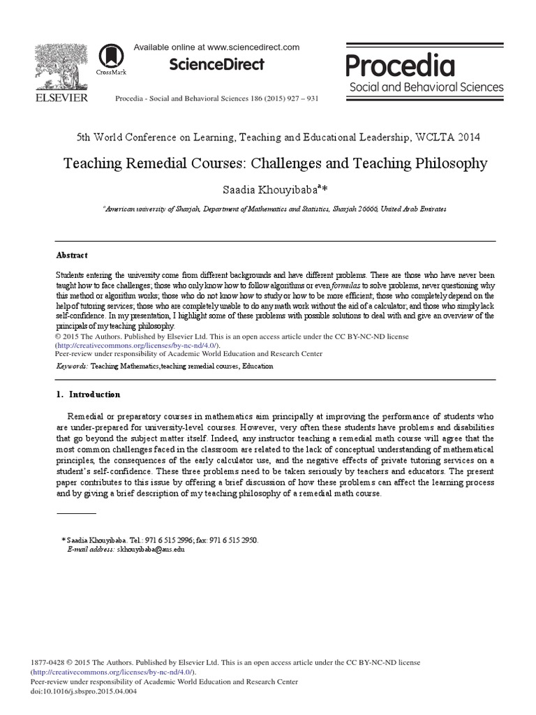 Teaching Remedial Courses Challenges and Teaching PDF Teachers