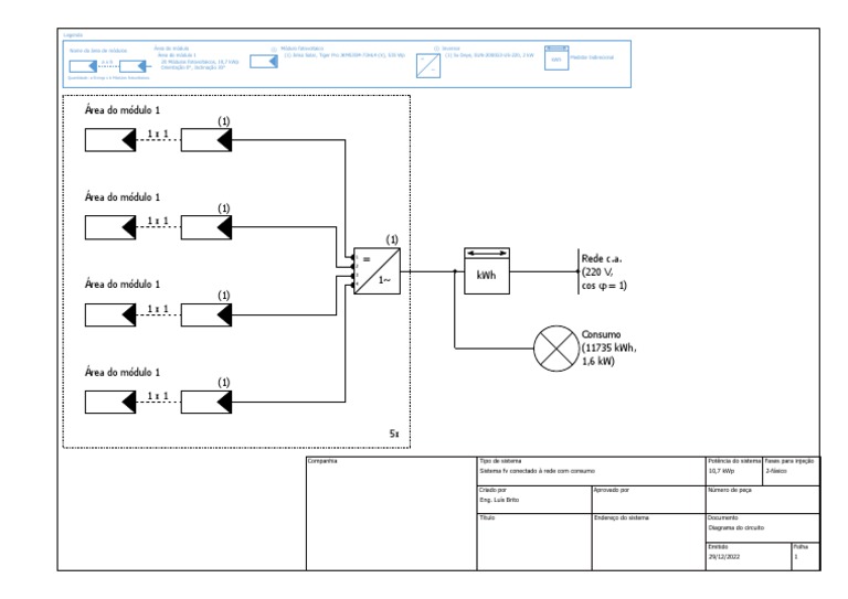 Modelo diagrama unifilar projeto 10 7kwp usando microinversor pdf
