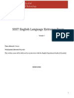 SSST English Language Entrance Exam Sample 2 Reading Comprehension (20 pts