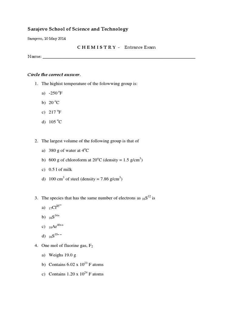 1525334380chemistryentrancetest4.pdf PDF Oxygen Mole (Unit)
