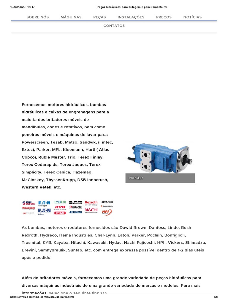 Lista de motor-BB Hyd 2 | PDF | Bomba | Física Aplicada e Interdisciplinar