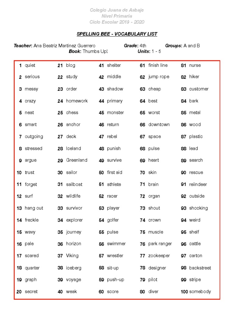spelling-bee-4th-grade-pdf