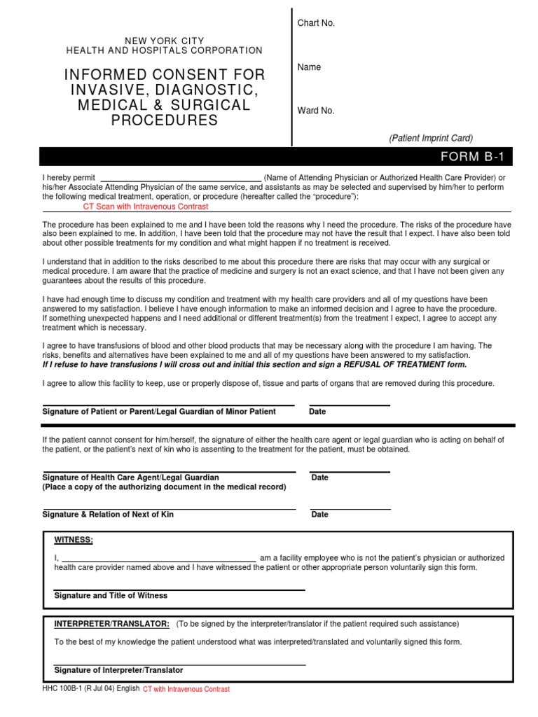 Informed Consent for Medical Procedures | PDF | Medical Diagnosis ...
