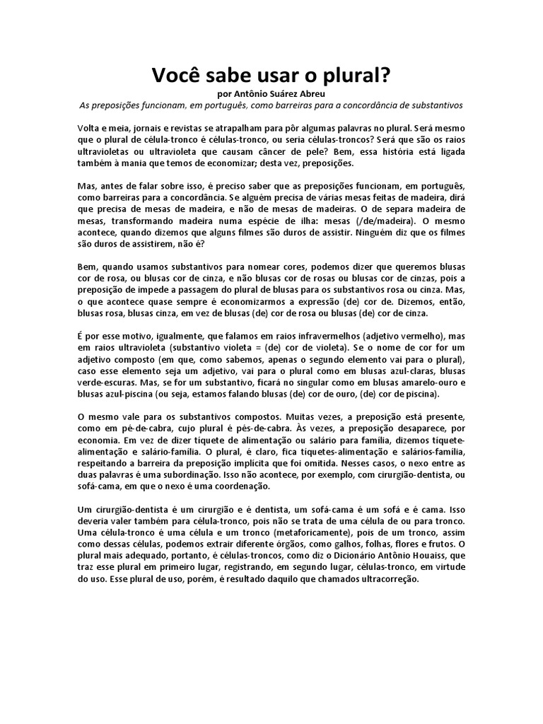 Você sabe o plural de caráter?