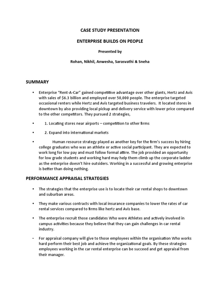 PeopleCentered Growth A Case Study of Enterprise RentACar's Human