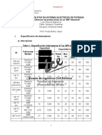 Especificaciones de equipos de protección en sistema eléctrico de potencia industrial