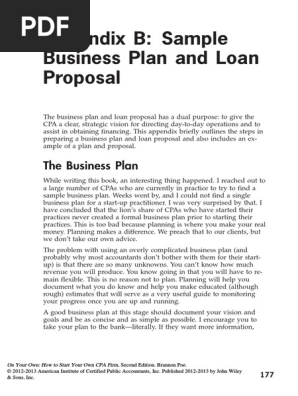 On Your Own - 2016 -  - Appendix B  Sample Business Plan and Loan Proposal