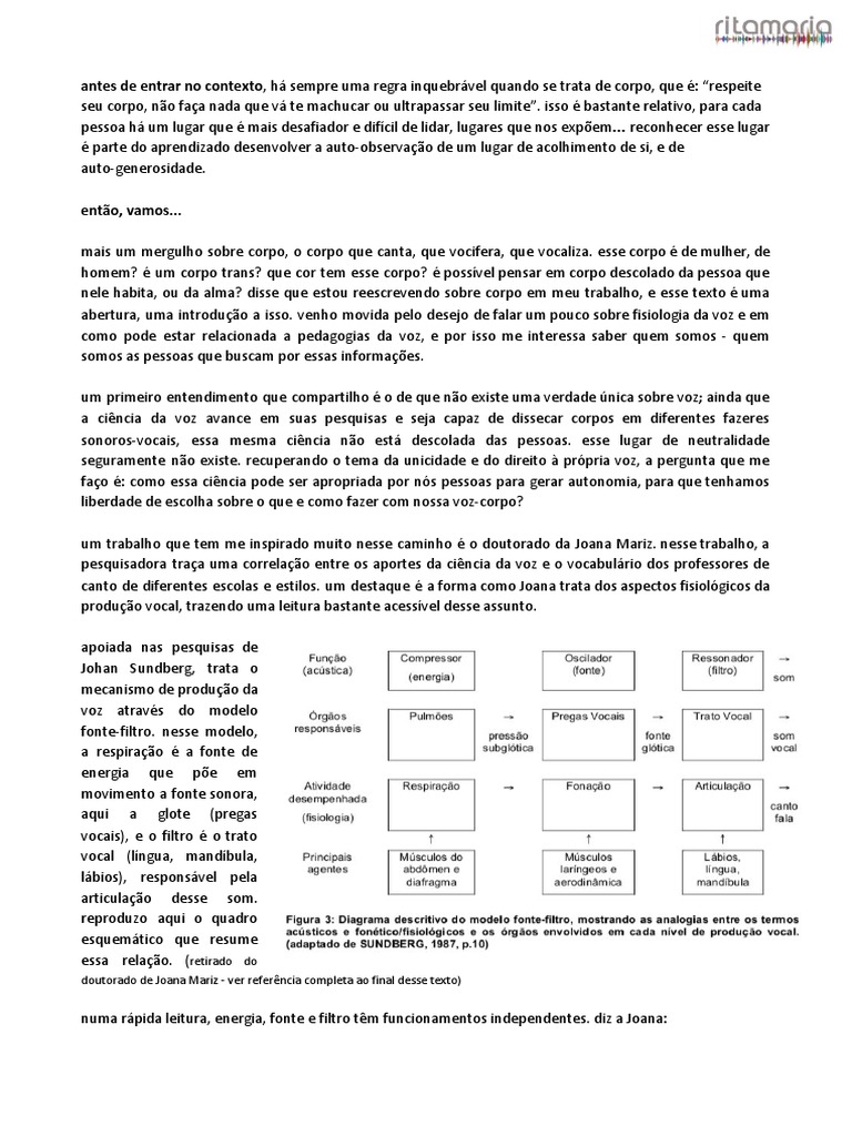 Fisiologia da Voz e Autoconhecimento | PDF | Canto | Voz humana