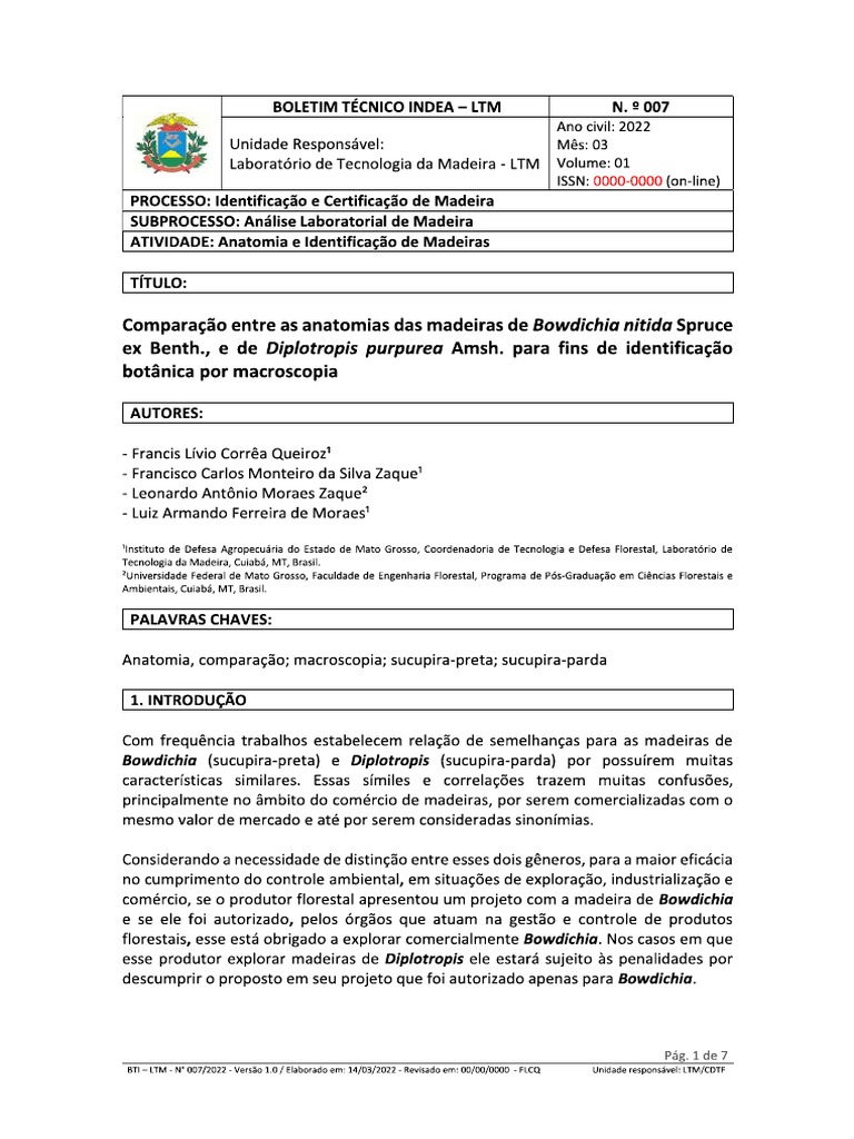 Bowdichia Nitida X Diplotropis Purpurea | PDF