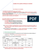 Description D'un Système Chimique en Réaction (1029)