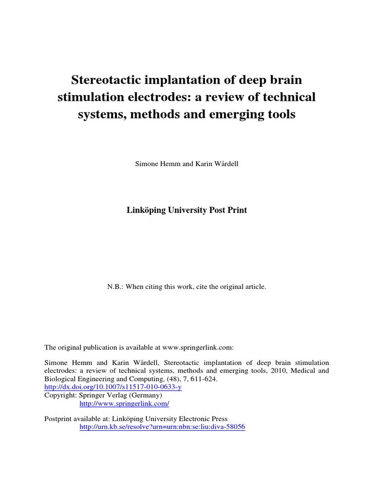 Assessment Of Deep Brain Stimulation Implantation Surgery: A Practical ...