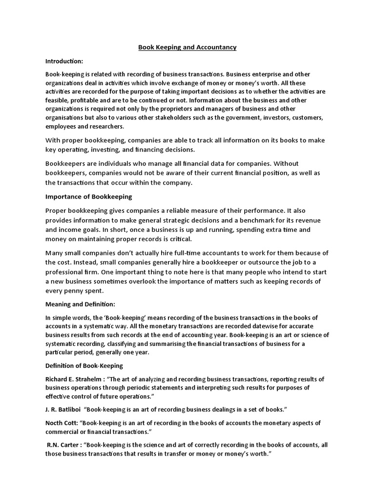 Essentials of Bookkeeping and Accountancy | PDF | Bookkeeping | Investing