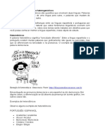 O que são heterotônicos e heterogenéricos entre português e espanhol