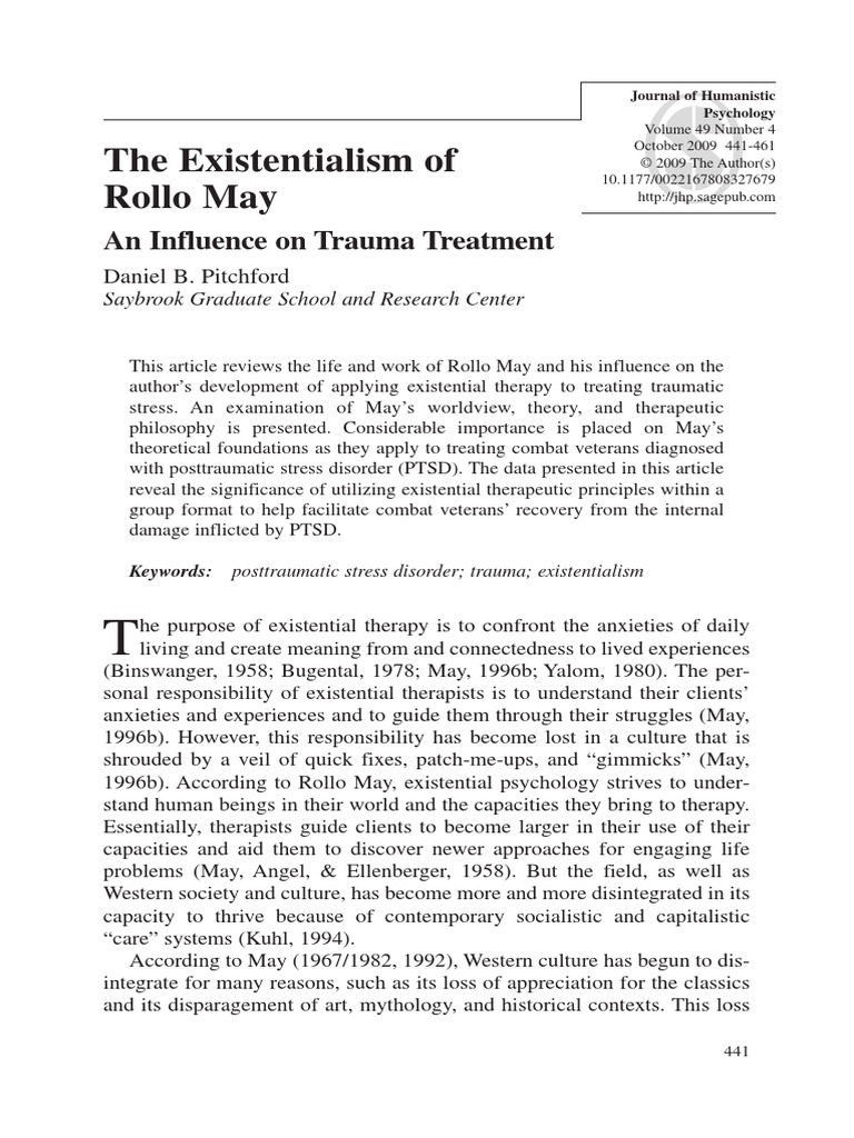 The Existentialism of Rollo May: An Influence On Trauma Treatment | PDF ...