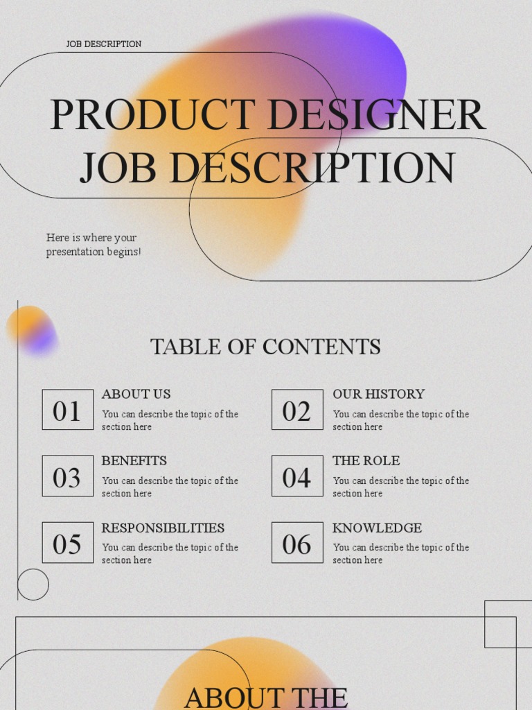Product Designer Job Description by Slidesgo | PDF