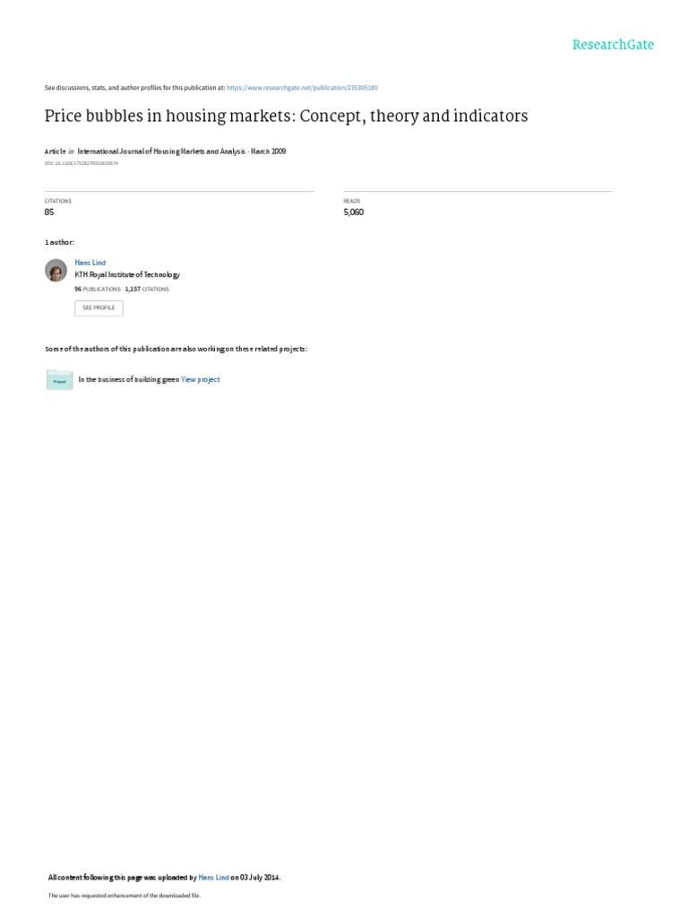 Price Bubbles in Housing Markets Concept Theory An | PDF | Economic ...