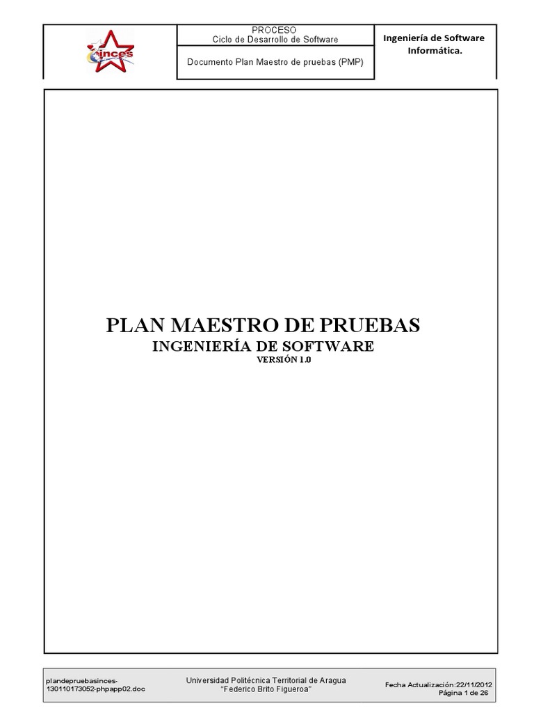 Plan De Pruebas Pdf Software Ingeniería De Software 