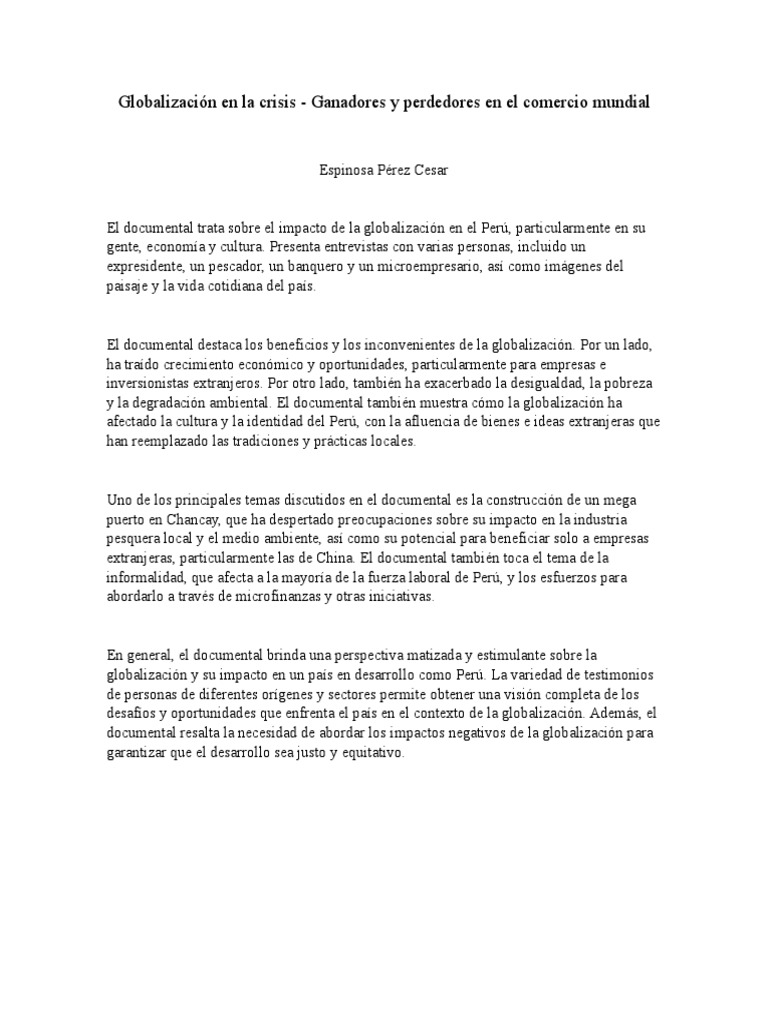 Globalización En La Crisis Pdf