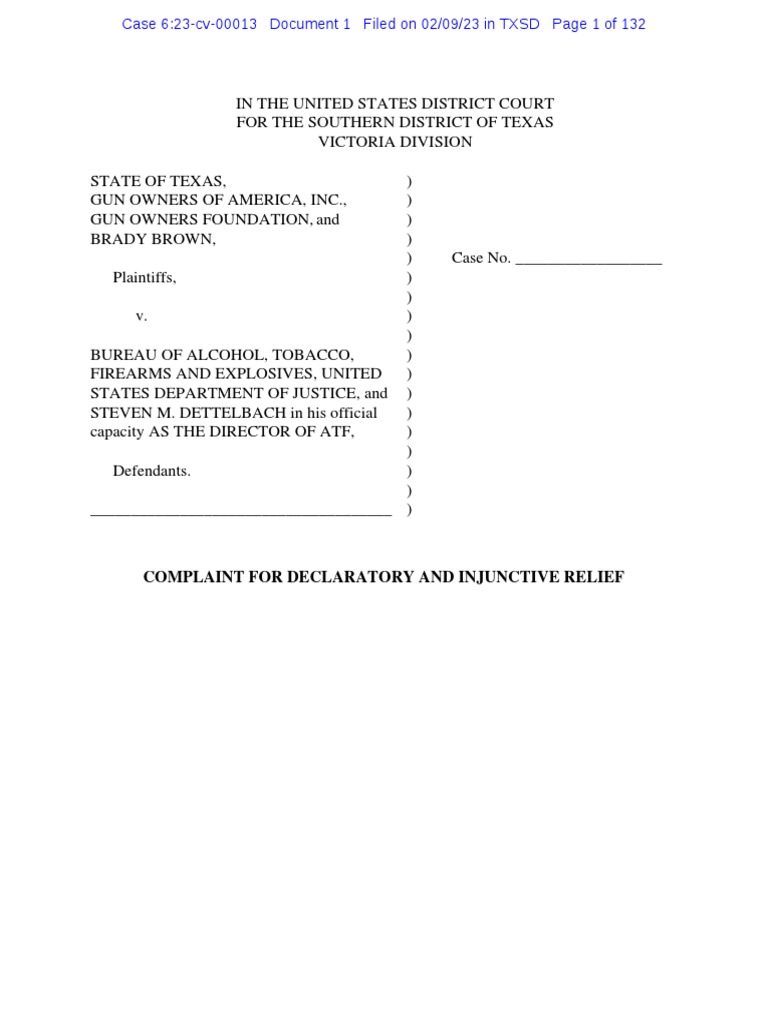 Goa Paxton Brace Lawsuit Final Complaint PDF Cause Of Action Justice